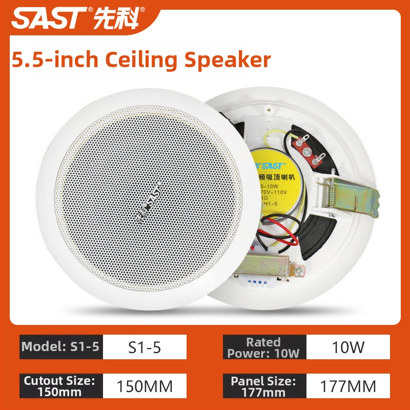 Nadzemes griestu skaļrunis S1-5, 20W, 2-kanālu koaksiālais, vads savienojums, 100–15000 Hz