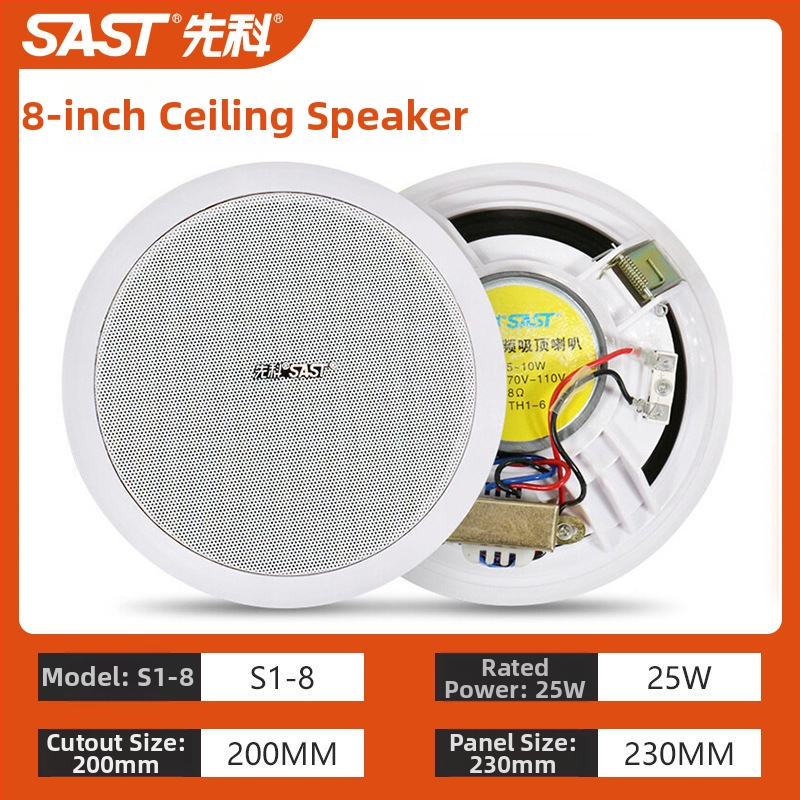 Nadzemes griestu skaļrunis S1-5, 20W, 2-kanālu koaksiālais, vads savienojums, 100–15000 Hz