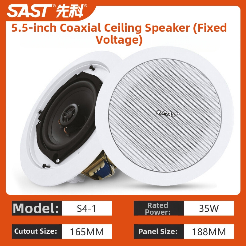 Nadzemes griestu skaļrunis S1-5, 20W, 2-kanālu koaksiālais, vads savienojums, 100–15000 Hz