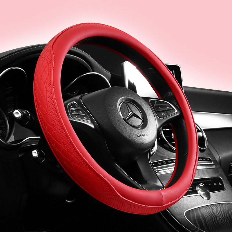 Калъф за волан на автомобил, перфорирана Наппа кожа, антихлъзгав и дишащ, всесезонен, универсална съвместимост