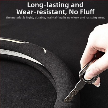 Калъф за волан, велурена повърхност, всесезонен, износоустойчив, универсално пасващ, монтаж за автомобил (велурова повърхност; всесезонно използване; устойчив на износване; универсално пасване)