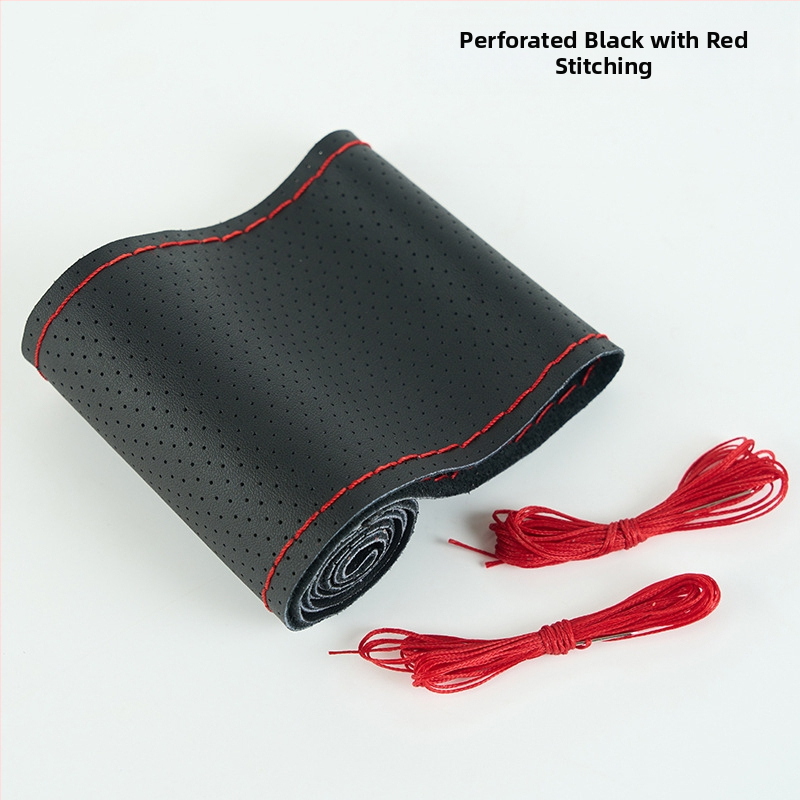 Kézzel varrt kormánykerék-betét valódi bőrből, felsőréteg bőrből, négy évszakos univerzális, egyszerű stílus