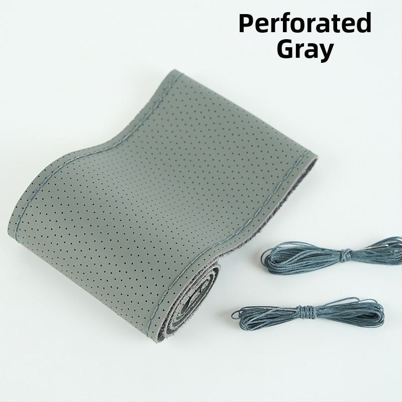 Kézzel varrt kormánykerék-betét valódi bőrből, felsőréteg bőrből, négy évszakos univerzális, egyszerű stílus