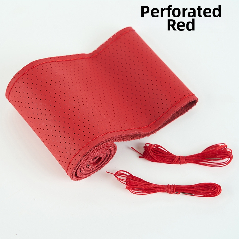 Kézzel varrt kormánykerék-betét valódi bőrből, felsőréteg bőrből, négy évszakos univerzális, egyszerű stílus