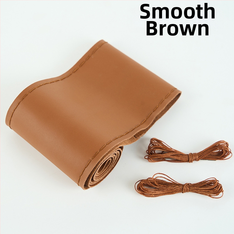 Kézzel varrt kormánykerék-betét valódi bőrből, felsőréteg bőrből, négy évszakos univerzális, egyszerű stílus