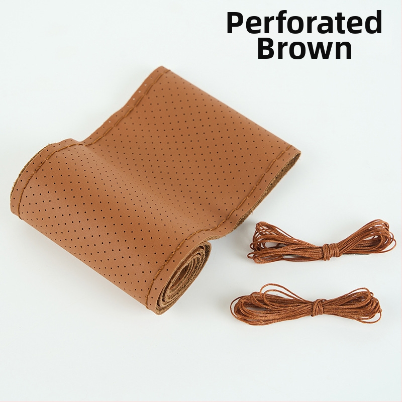 Kézzel varrt kormánykerék-betét valódi bőrből, felsőréteg bőrből, négy évszakos univerzális, egyszerű stílus