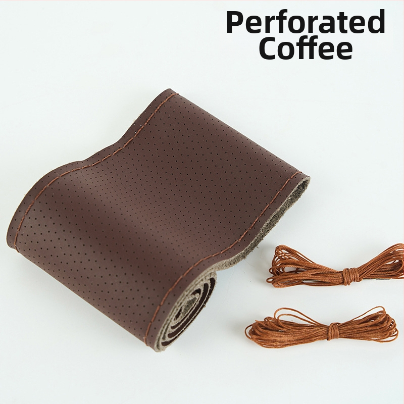 Kézzel varrt kormánykerék-betét valódi bőrből, felsőréteg bőrből, négy évszakos univerzális, egyszerű stílus