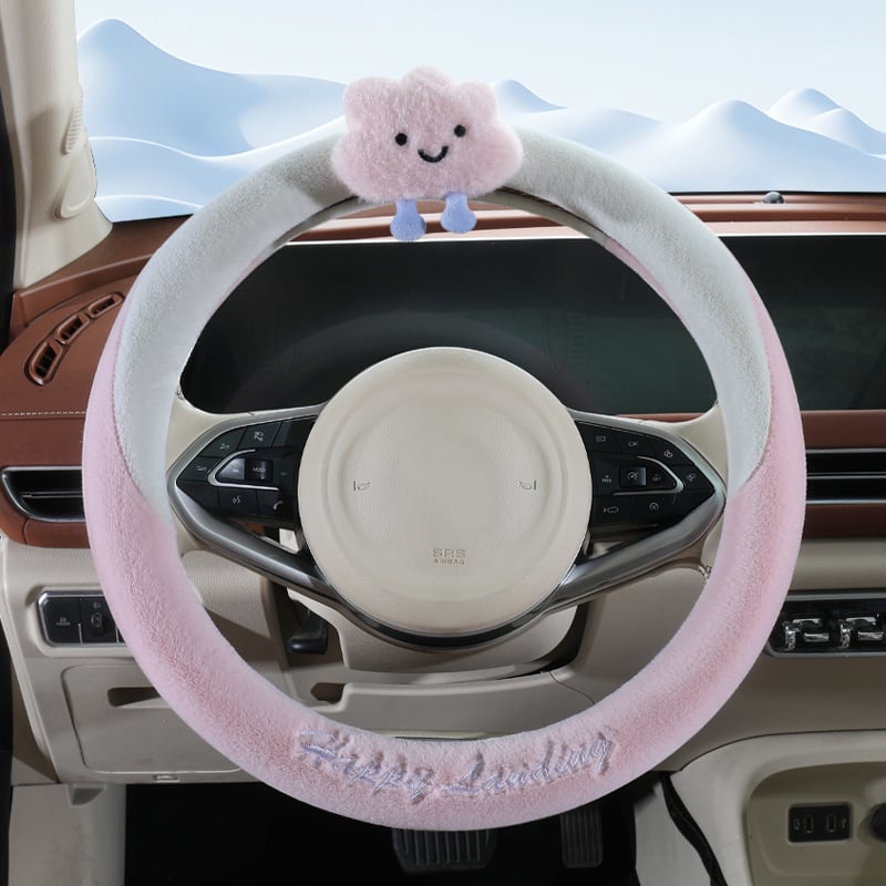 калъф за волан – изкуствен плюш, неплъзгащ се, топъл, райета; (материал: изкуствен плюш; модел: райета; монтаж: общ; шиене: машинно; сезон: зимен)