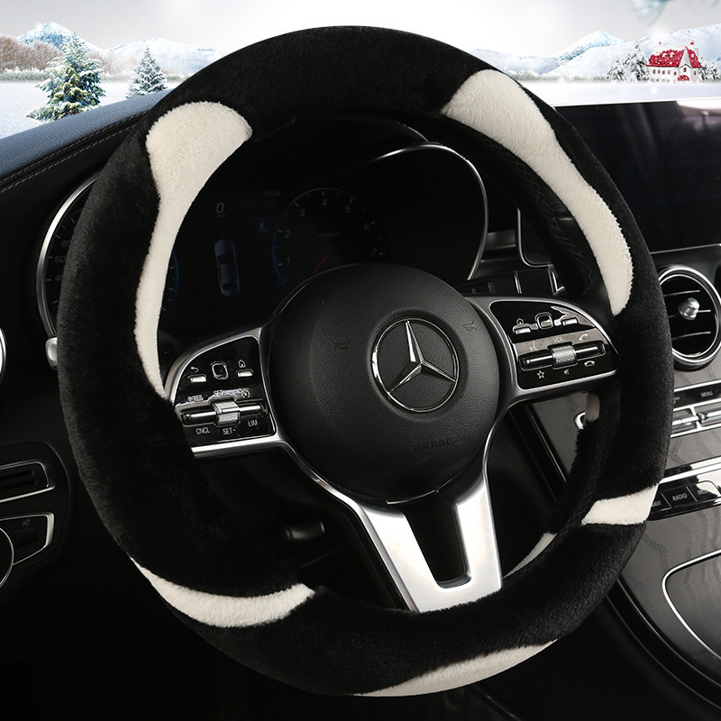 Калъф за волан с дизайн Panda, плюшена материя, универсална за всички сезони