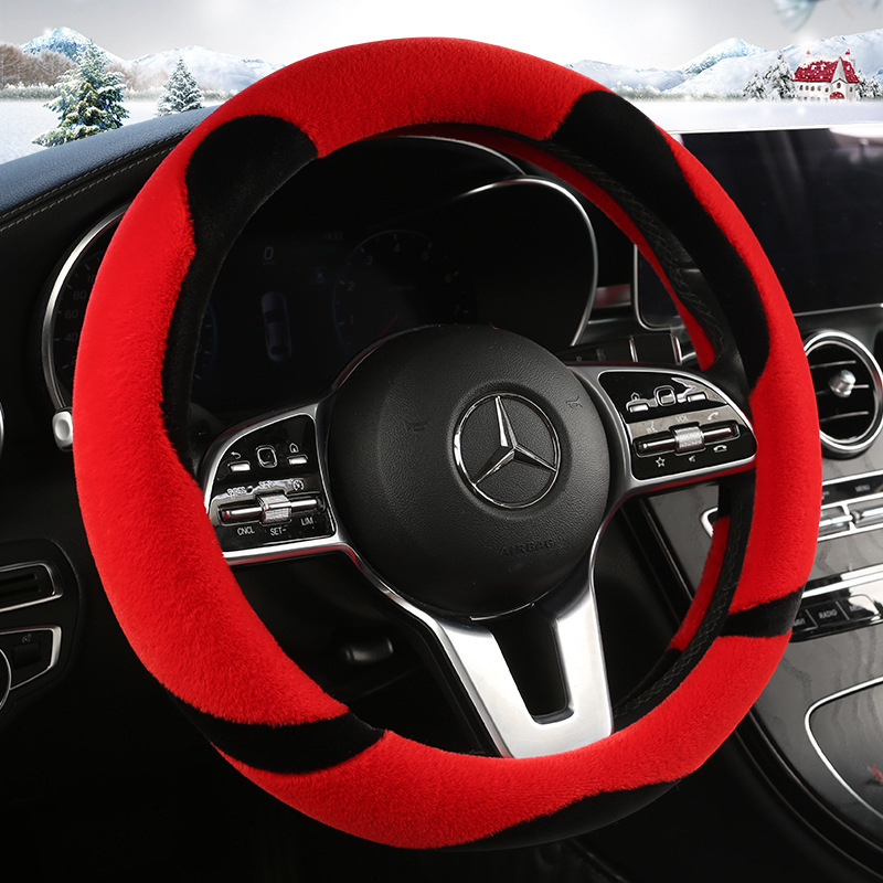 Калъф за волан с дизайн Panda, плюшена материя, универсална за всички сезони