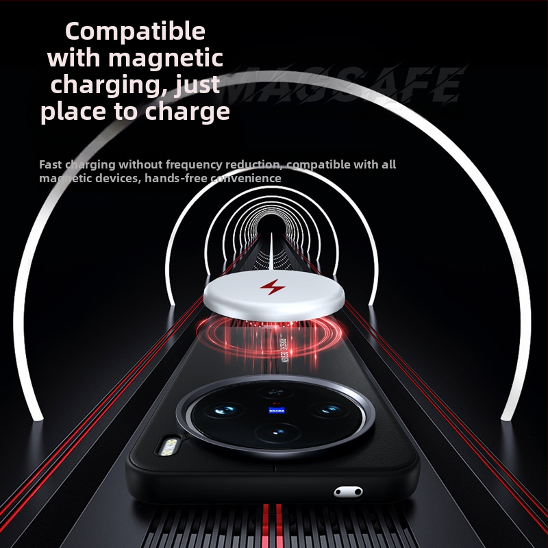 Vivo X200 Ultra tālruņa vāciņš ar ādas tekstūru un magnētisku piestiprināšanu (Materiāls: TPU + PU āda; Apstrāde: karstā presēšana; Saderība: Vivo X200 Ultra; Kritiena aizsardzība; Pret pirkstu nospiedumiem)