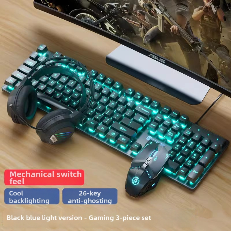 Set tipkovnice i miša s USB, 104 tipke, žični headset