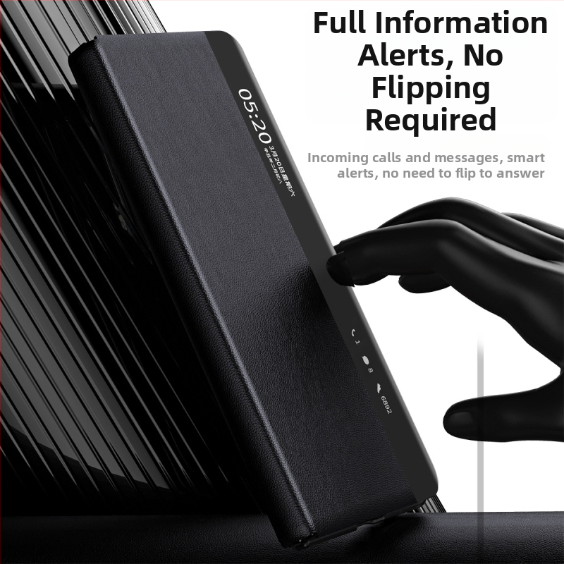 Honor MagicV3 tālruņa korpuss ar gudru logu no mākslīgās ādas, biznesa/holster stils, statīvs, pret kritienu, pret pirkstu nospiedumiem