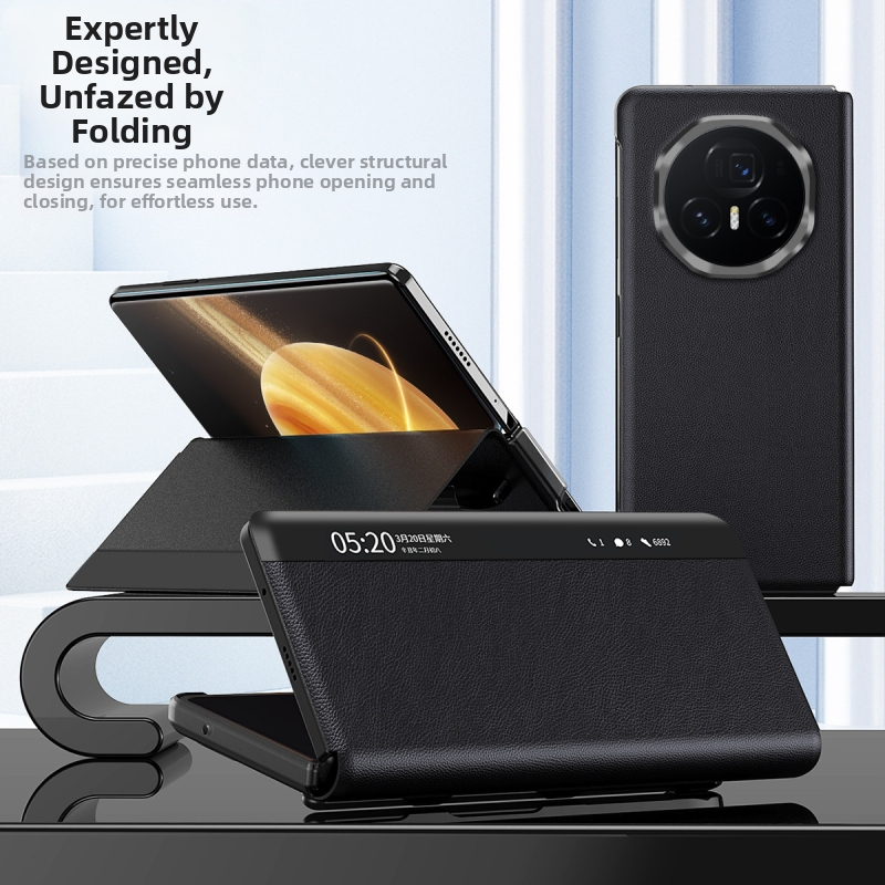 Honor MagicV3 tālruņa korpuss ar gudru logu no mākslīgās ādas, biznesa/holster stils, statīvs, pret kritienu, pret pirkstu nospiedumiem