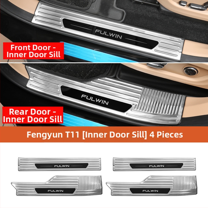 Durvju praga komplekts Chery Fengyun T11 — Metāla konstrukcija, Ietver sagaidīšanas pedāli un aizmugurējo aizsargu, Bez pielāgošanas