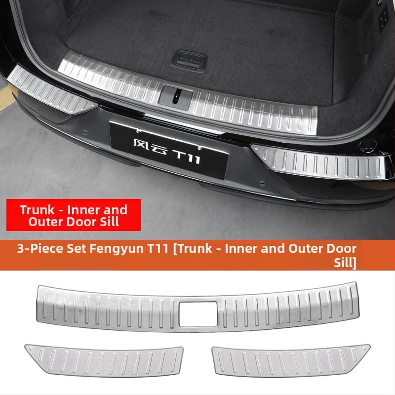 Durvju praga komplekts Chery Fengyun T11 — Metāla konstrukcija, Ietver sagaidīšanas pedāli un aizmugurējo aizsargu, Bez pielāgošanas