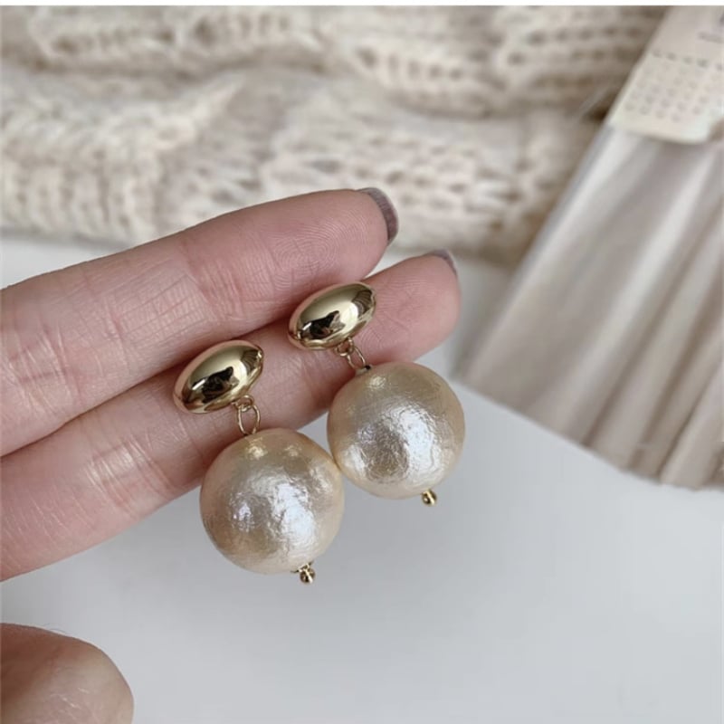 GUSHI auskari ar kokvilnas pērļām, ģeometrisks dizains, vintage stils, elektroplatinga pārklājums