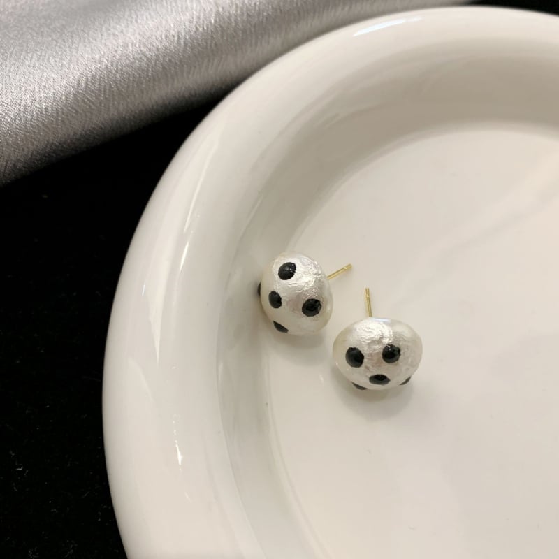 GUSHI auskari ar kokvilnas pērļām, ģeometrisks dizains, vintage stils, elektroplatinga pārklājums