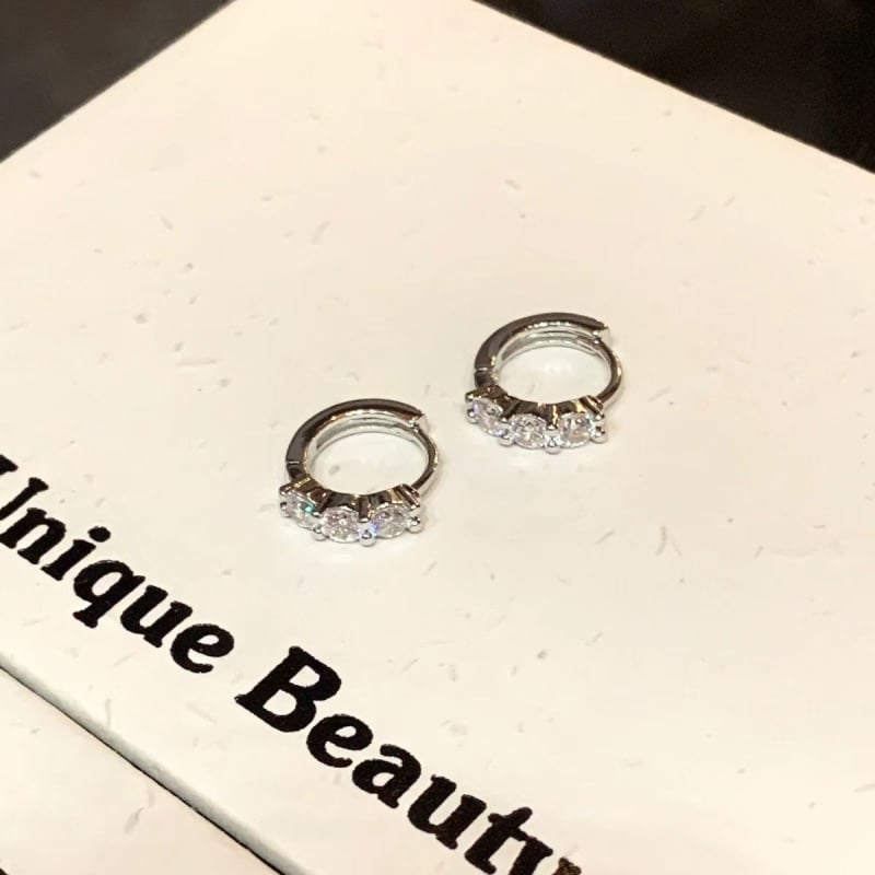 Обеци от титаново стомано с цирконова вставка, елегантен стил, електропокритие (Материал: титаново стомано; Вставка: циркон; Стил: елегантен; Технология: електропокритие)