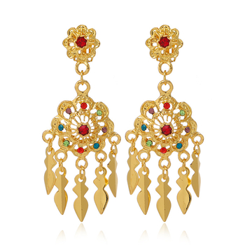 Σκουλαρίκια κλιπς σε εθνοτικό στυλ Ταϊ-Νταϊ, γεωμετρικός σπειροειδής σχεδιασμός, επίχρυσα κράματα