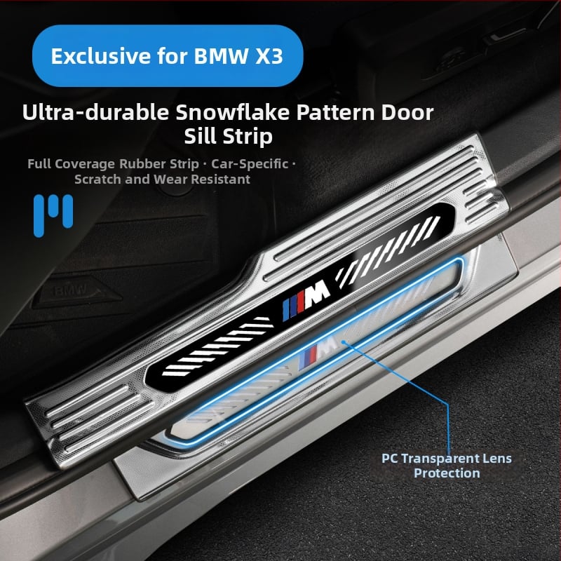 Ανοξείδωτες λωρίδες πορτών για BMW X3 με πεντάλ καλωσορίματος και προστατευτικό πιάτο πορτμπαγκάζ