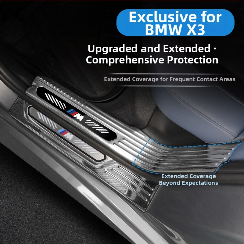 Ανοξείδωτες λωρίδες πορτών για BMW X3 με πεντάλ καλωσορίματος και προστατευτικό πιάτο πορτμπαγκάζ