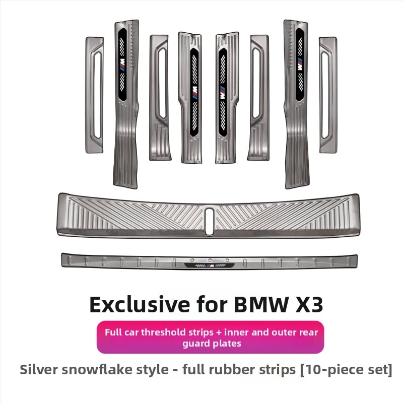 Ανοξείδωτες λωρίδες πορτών για BMW X3 με πεντάλ καλωσορίματος και προστατευτικό πιάτο πορτμπαγκάζ