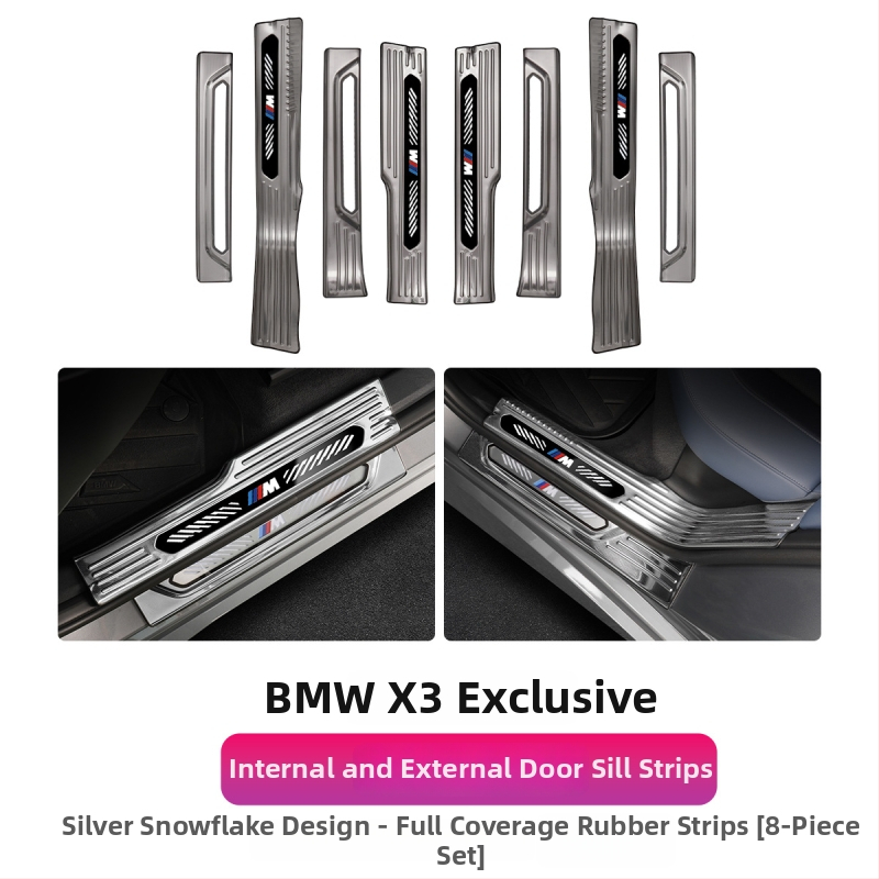 Ανοξείδωτες λωρίδες πορτών για BMW X3 με πεντάλ καλωσορίματος και προστατευτικό πιάτο πορτμπαγκάζ