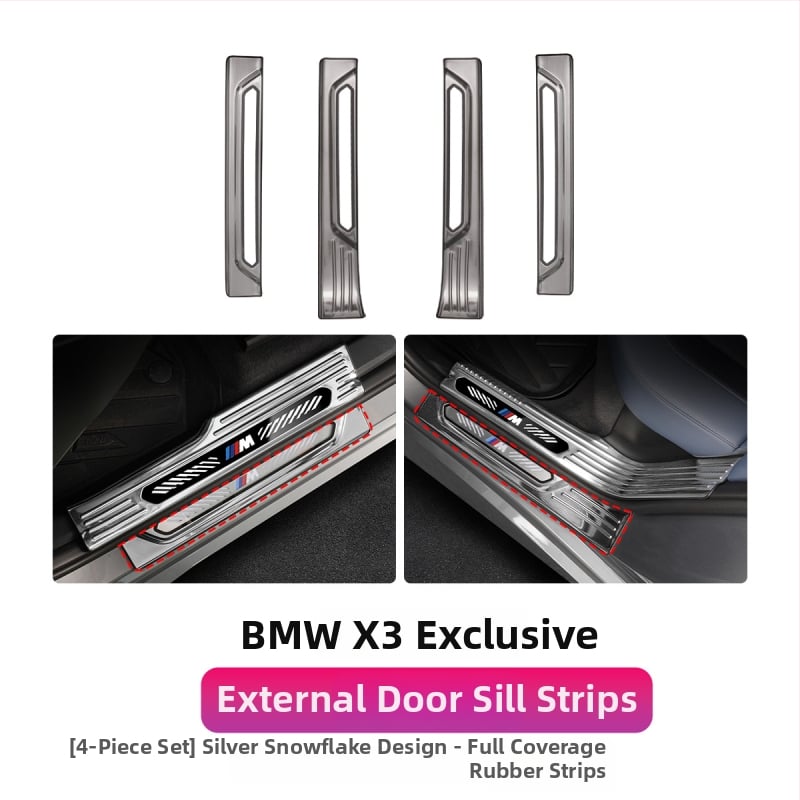 Ανοξείδωτες λωρίδες πορτών για BMW X3 με πεντάλ καλωσορίματος και προστατευτικό πιάτο πορτμπαγκάζ