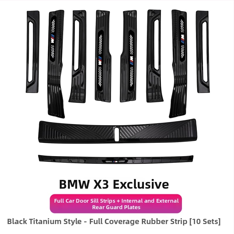 Ανοξείδωτες λωρίδες πορτών για BMW X3 με πεντάλ καλωσορίματος και προστατευτικό πιάτο πορτμπαγκάζ