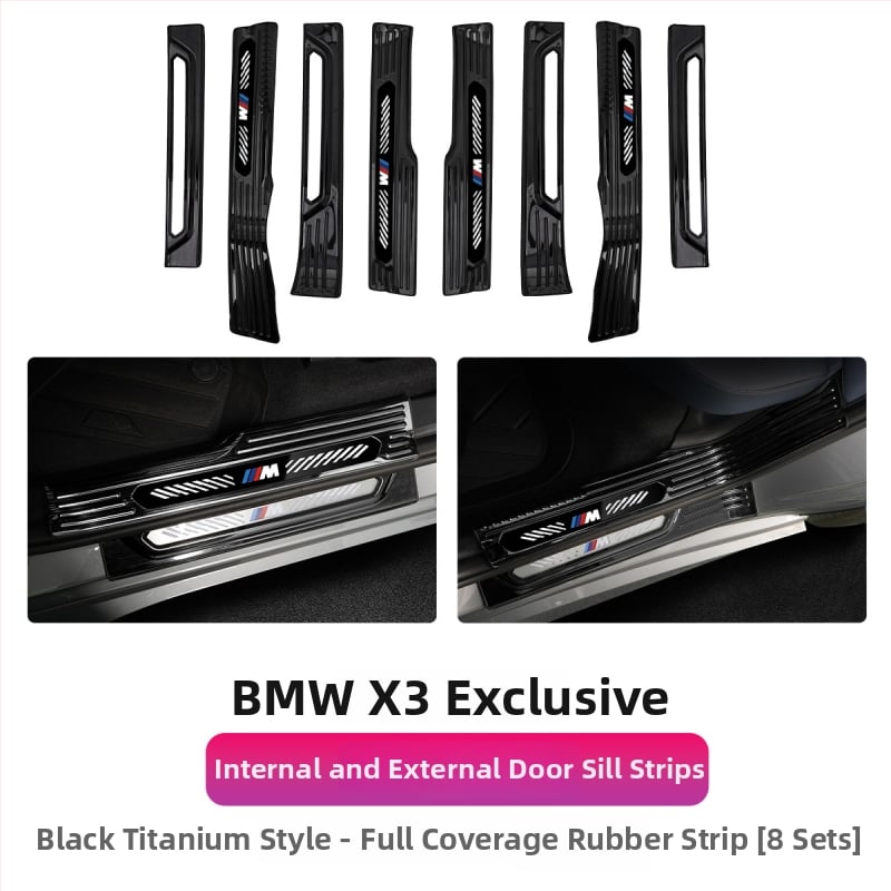 Ανοξείδωτες λωρίδες πορτών για BMW X3 με πεντάλ καλωσορίματος και προστατευτικό πιάτο πορτμπαγκάζ