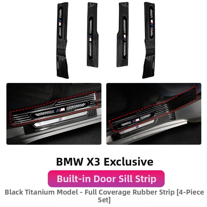 Ανοξείδωτες λωρίδες πορτών για BMW X3 με πεντάλ καλωσορίματος και προστατευτικό πιάτο πορτμπαγκάζ