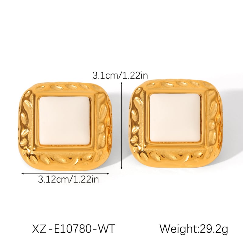 Обици от неръждаема стомана с естествени камъни: тигрово око и туркуза, геометричен дизайн, INS стил