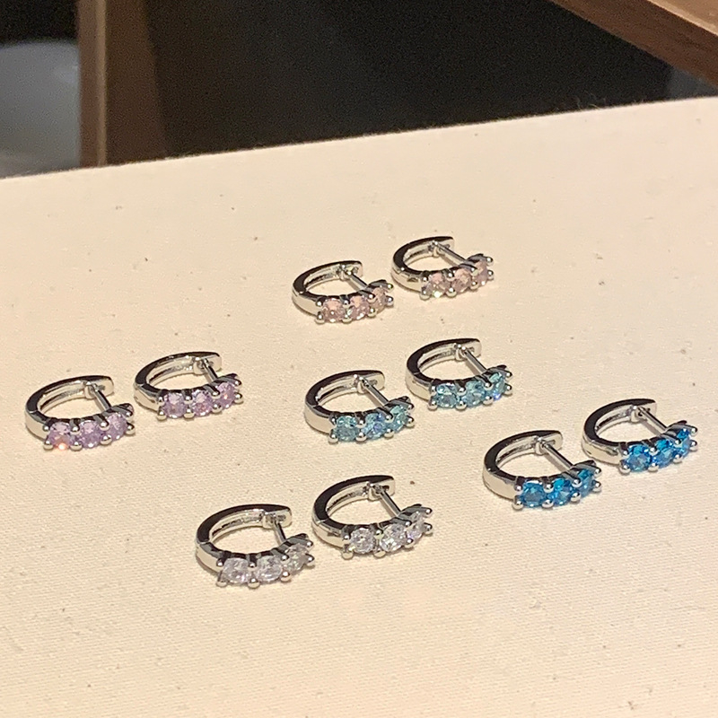 Σκουλαρίκια από τιτάνιο ατσάλι με ζιρκόνια, ευθύς κρίκος, γεωμετρικός σχεδιασμός, unisex