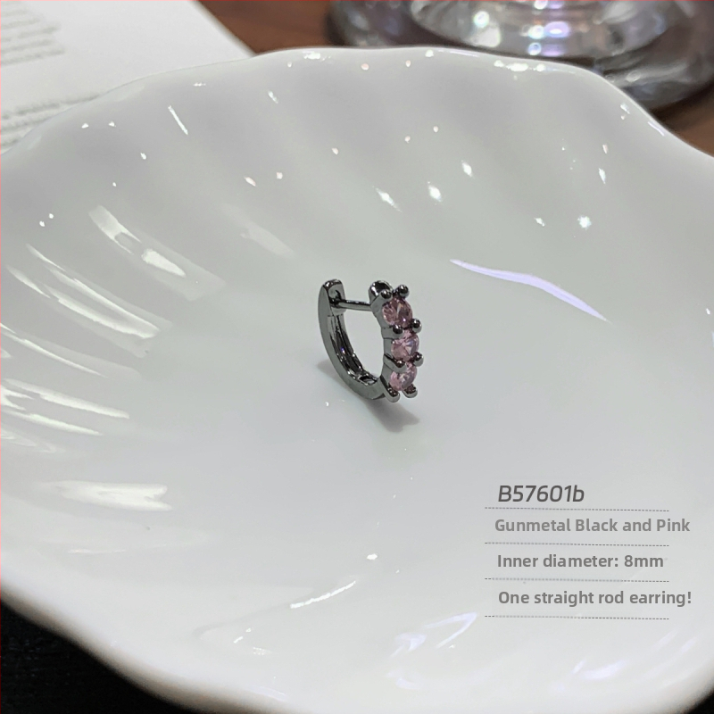 Titano plieno auskarai su cirkoniais, tiesus žiedas, geometrinis dizainas, unisex