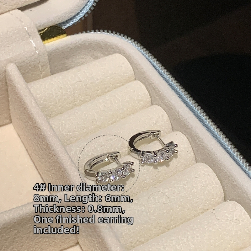 Titano plieno auskarai su cirkoniais, tiesus žiedas, geometrinis dizainas, unisex