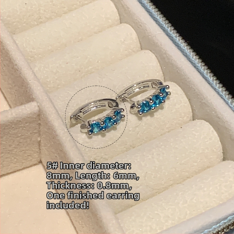 Titano plieno auskarai su cirkoniais, tiesus žiedas, geometrinis dizainas, unisex