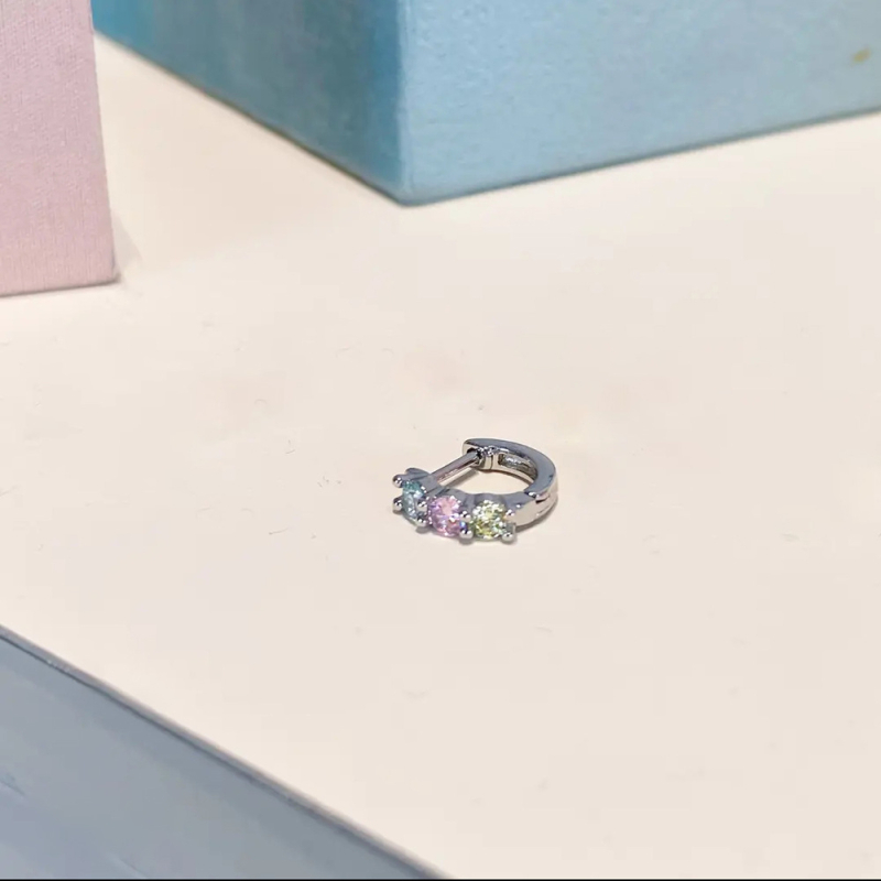 Σκουλαρίκια από τιτάνιο ατσάλι με ζιρκόνια, ευθύς κρίκος, γεωμετρικός σχεδιασμός, unisex