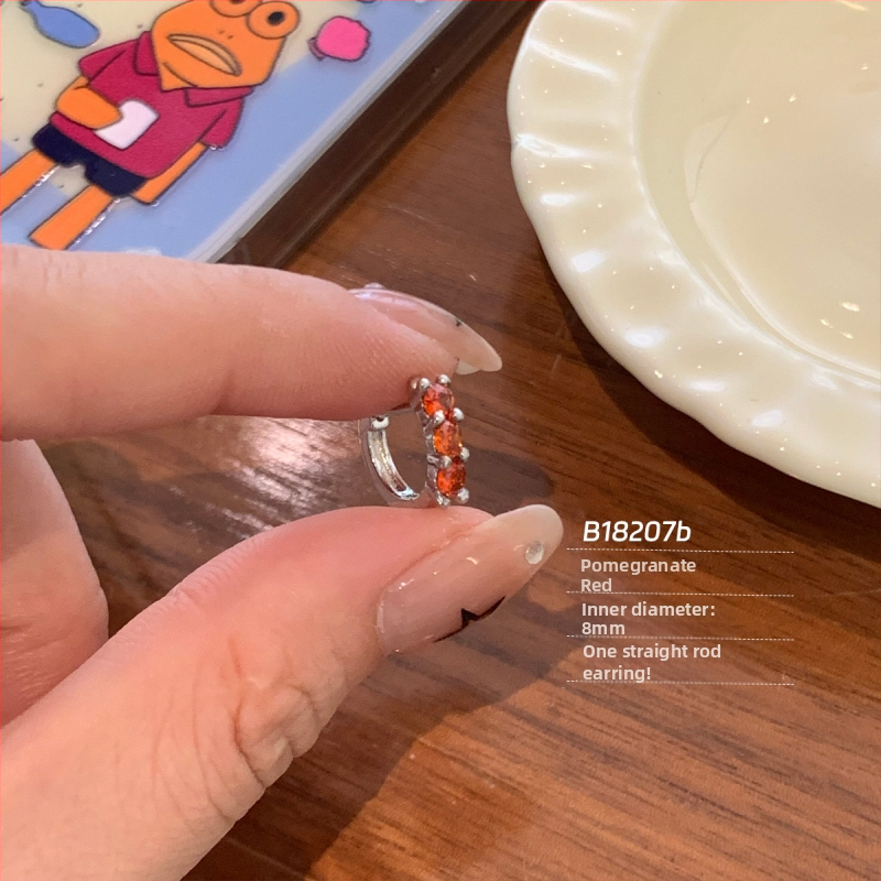 Titano plieno auskarai su cirkoniais, tiesus žiedas, geometrinis dizainas, unisex