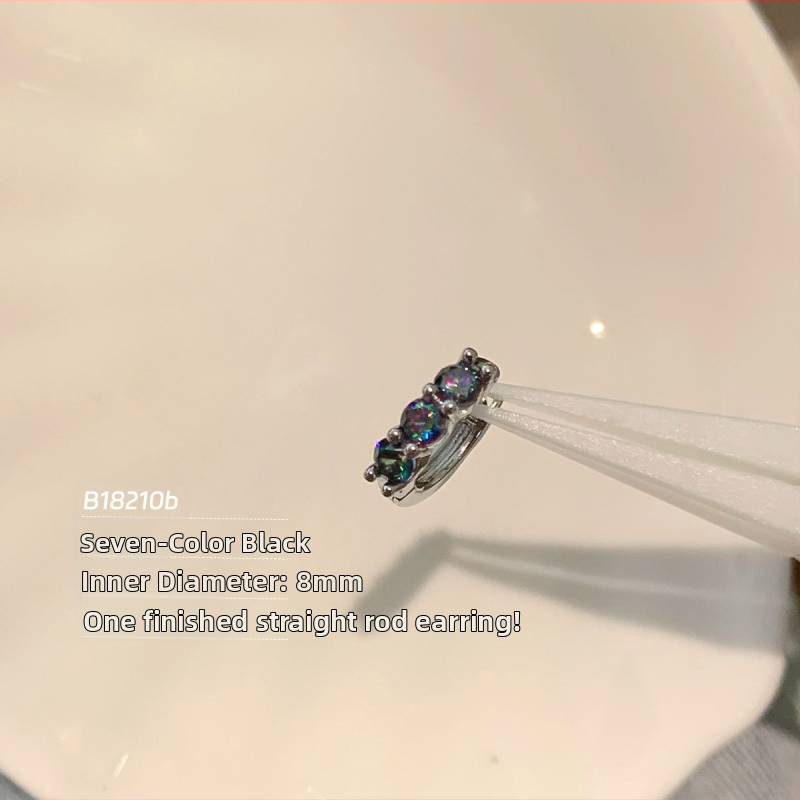 Titano plieno auskarai su cirkoniais, tiesus žiedas, geometrinis dizainas, unisex