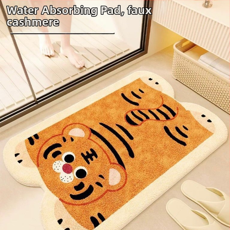 Covoraș de baie din pluș gros, absorbant, imitatie de cașmir, țesut prin mașină, formă extraterestră, model: dungi