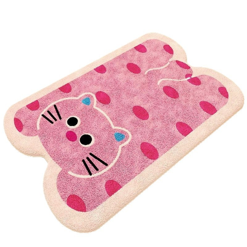 Covoraș de baie din pluș gros, absorbant, imitatie de cașmir, țesut prin mașină, formă extraterestră, model: dungi