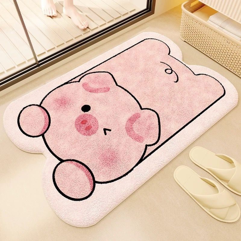 Covoraș de baie din pluș gros, absorbant, imitatie de cașmir, țesut prin mașină, formă extraterestră, model: dungi