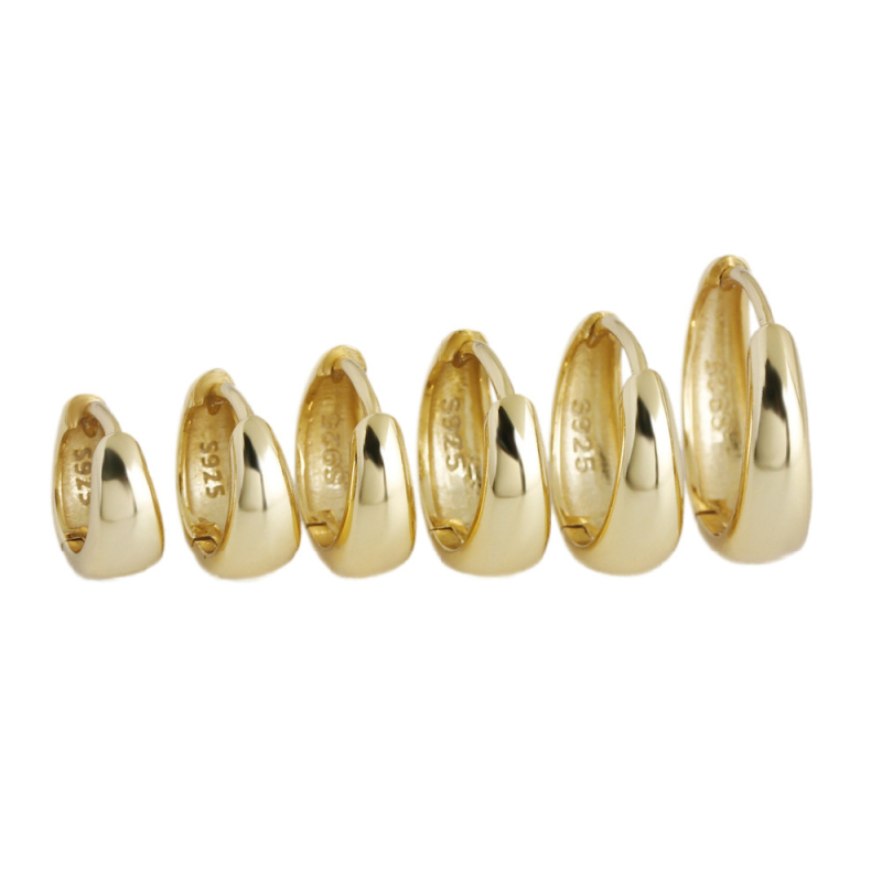 Nothing 925 стерлингово сребро геометрични широки обици, Seiko изработка