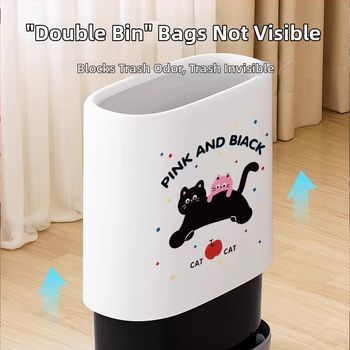 Ovalus vonios kambario šiukšlių dėklas, animacinio filmo dizainas, 12 L talpa, be dangčio, iš popieriaus