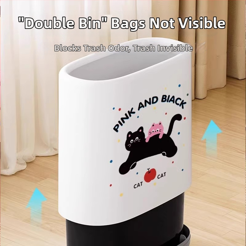 Ovalný kôš do kúpeľne, dizajn kresleného filmu, 12 L, bez veka, z papiera