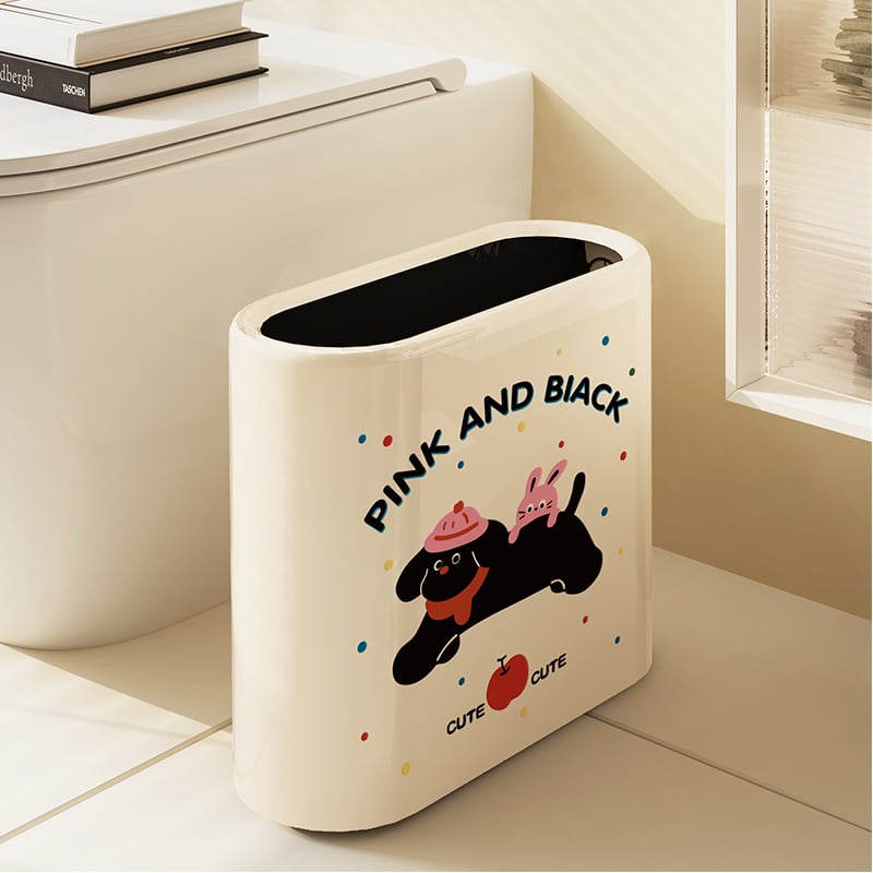 Ovalus vonios kambario šiukšlių dėklas, animacinio filmo dizainas, 12 L talpa, be dangčio, iš popieriaus