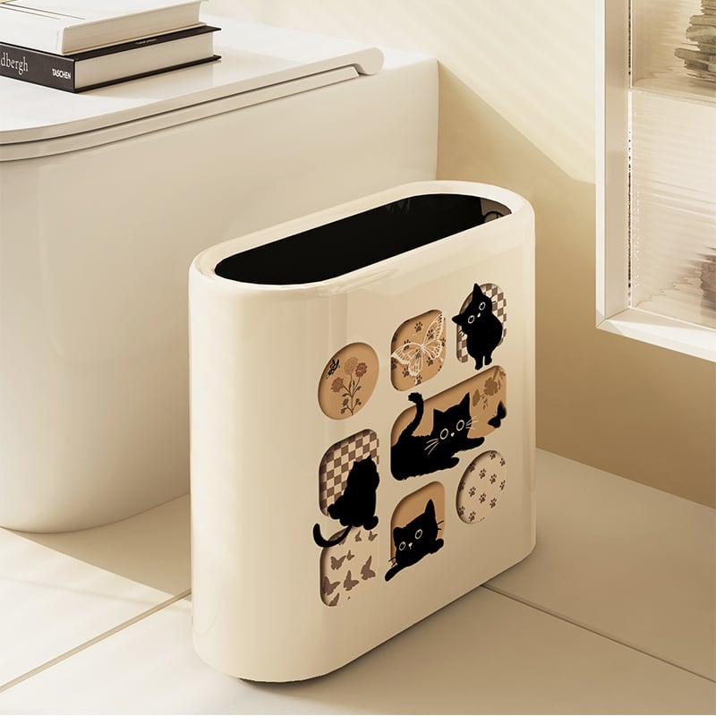 Ovalus vonios kambario šiukšlių dėklas, animacinio filmo dizainas, 12 L talpa, be dangčio, iš popieriaus