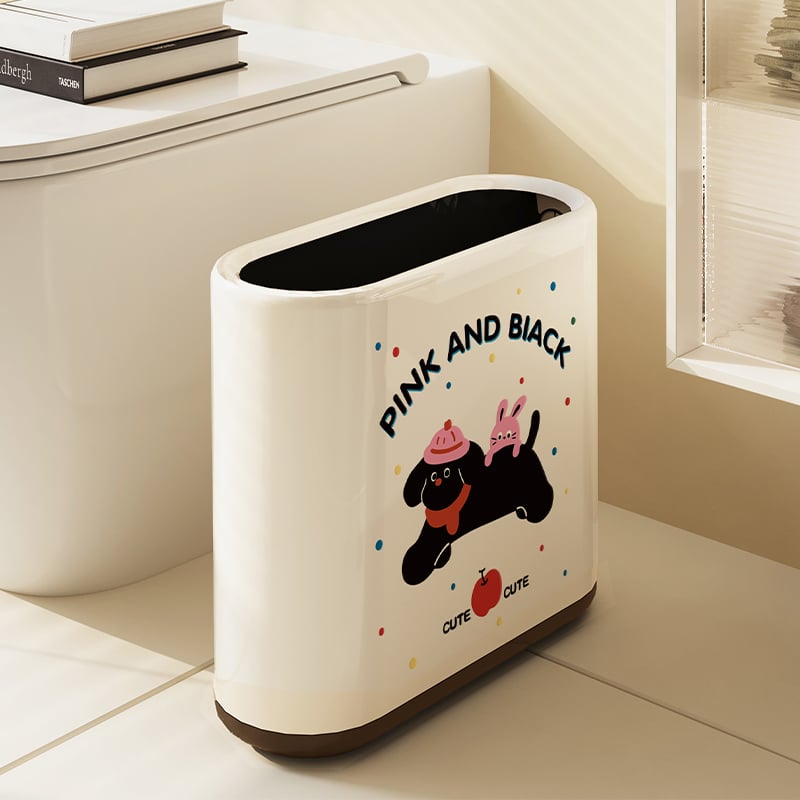 Ovalus vonios kambario šiukšlių dėklas, animacinio filmo dizainas, 12 L talpa, be dangčio, iš popieriaus