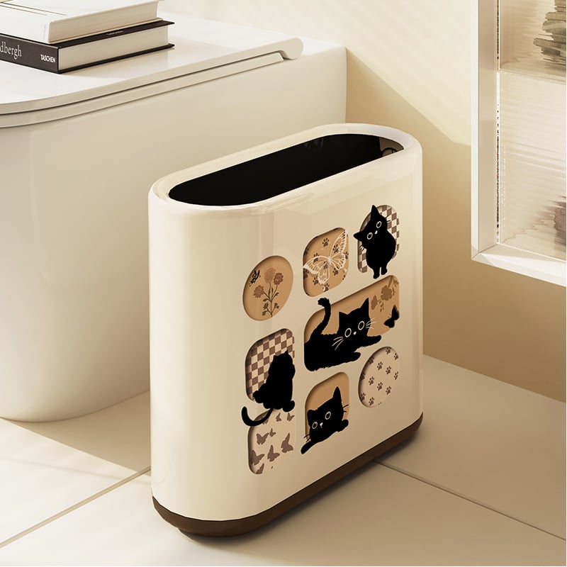 Ovalus vonios kambario šiukšlių dėklas, animacinio filmo dizainas, 12 L talpa, be dangčio, iš popieriaus